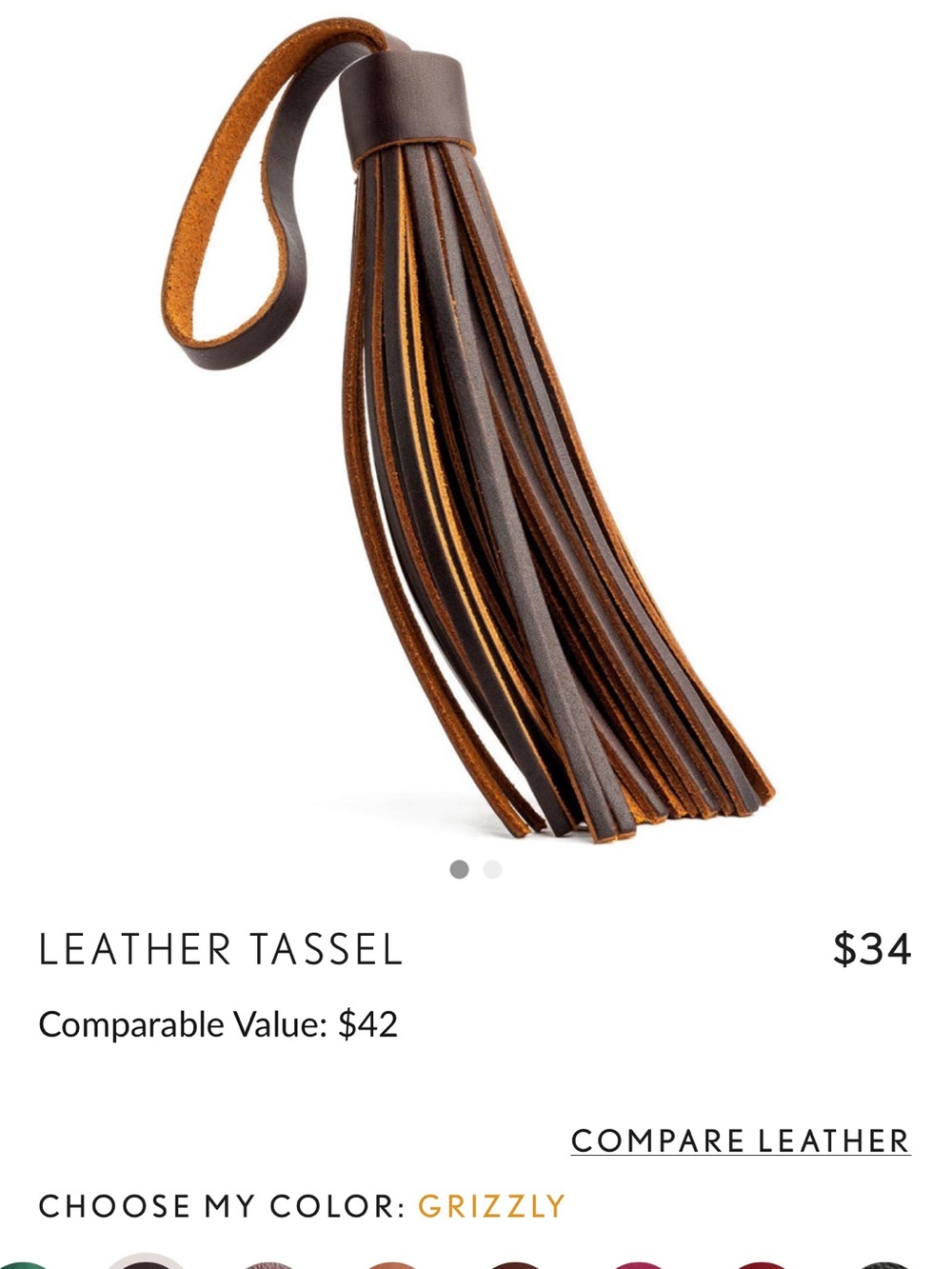 Portland Leather Brown Leather Tassel Keychain